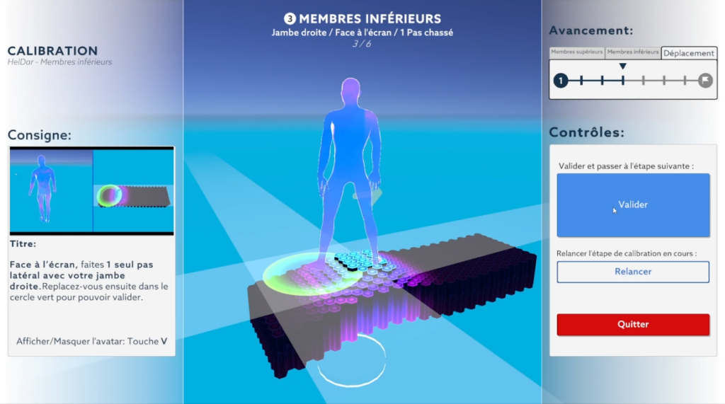 Interface Neo-Motion affichant l’analyse du déplacement d’un patient lors d’un bilan de mouvement